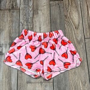 iscream Kids Pink Heart Lollipop Fuzzy Shorts